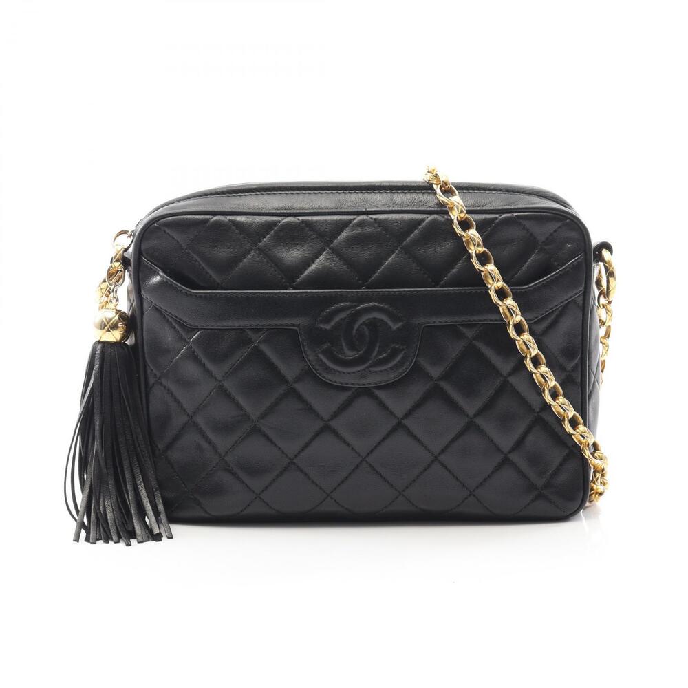 Chanel Matelasse Shoulder Bag Lambskin Sheepskin Black